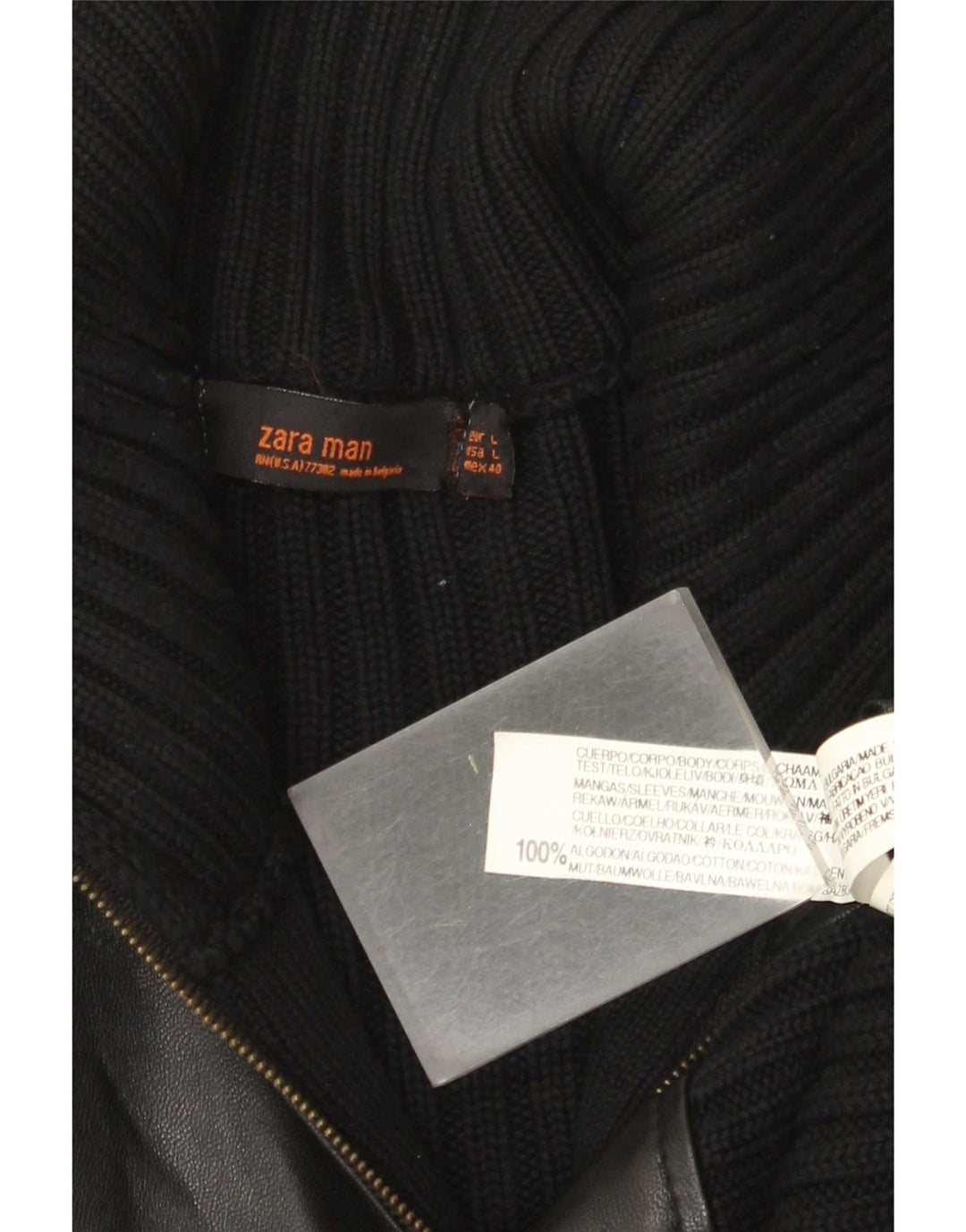 Zara Herren-Strickjacke, groß, aus schwarzer Baumwolle