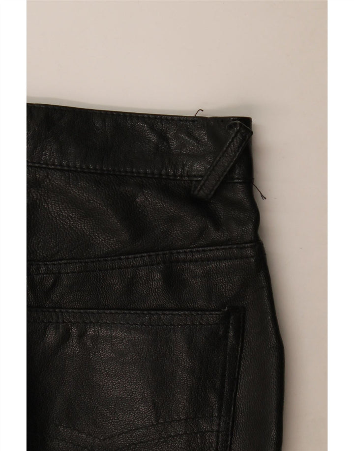 Gerade Damen-Lederhose von Front Line, W30, L28, schwarzes Leder