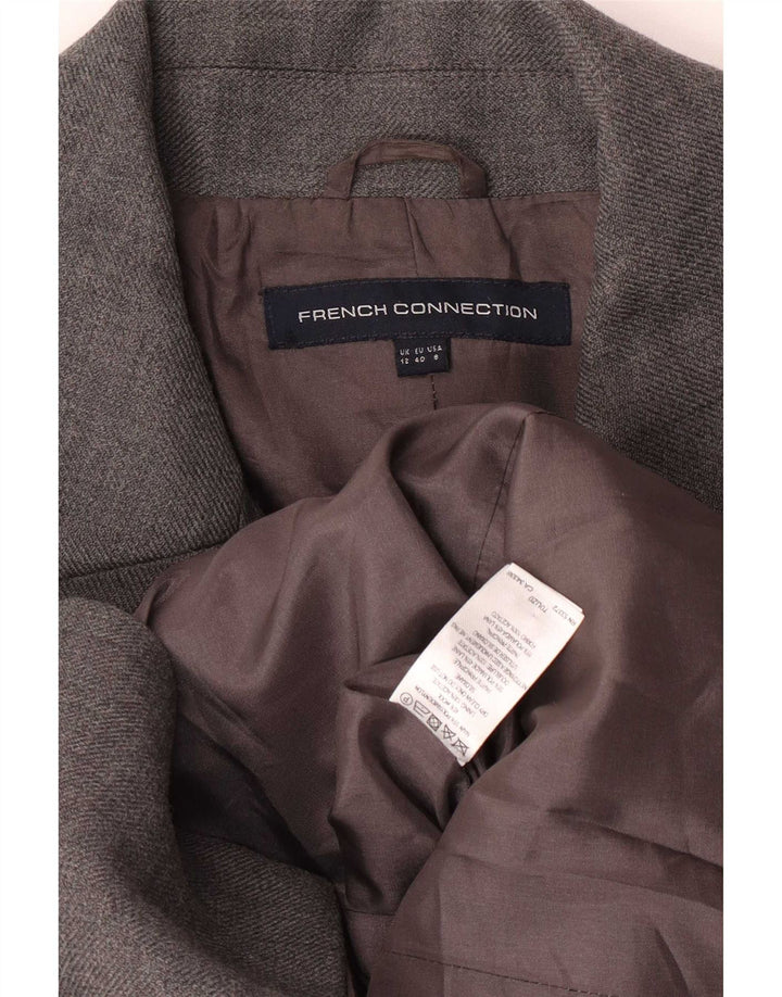 French Connection Zweireihiger Militärmantel für Damen, UK 12, Mittelgrau