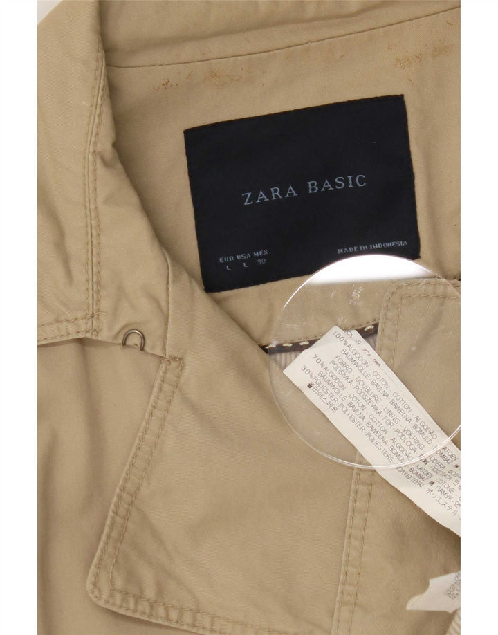 Zara Damen Trenchcoat UK 16 Large Beige Baumwolle