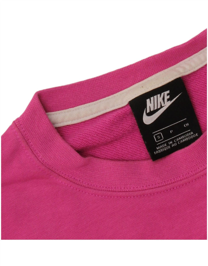 Nike Womens Crop Oversized Sweatshirt Pullover UK 10 Small Rosa Farbblock