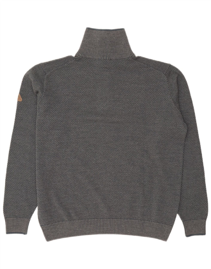 Navigare Herren-Pullover mit Reißverschluss am Hals, große graue Wolle
