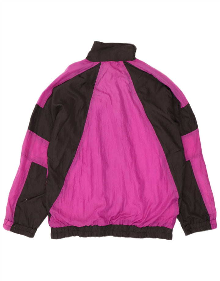 Vintage Herren-Trainingsanzug-Top-Jacke, großes schwarzes Colourblock-Nylon