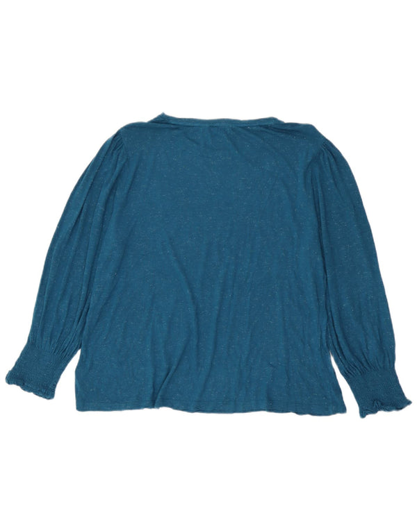 Fat Face Damen-Top, langärmelig, UK 20 2XL, blau gefleckte Viskose