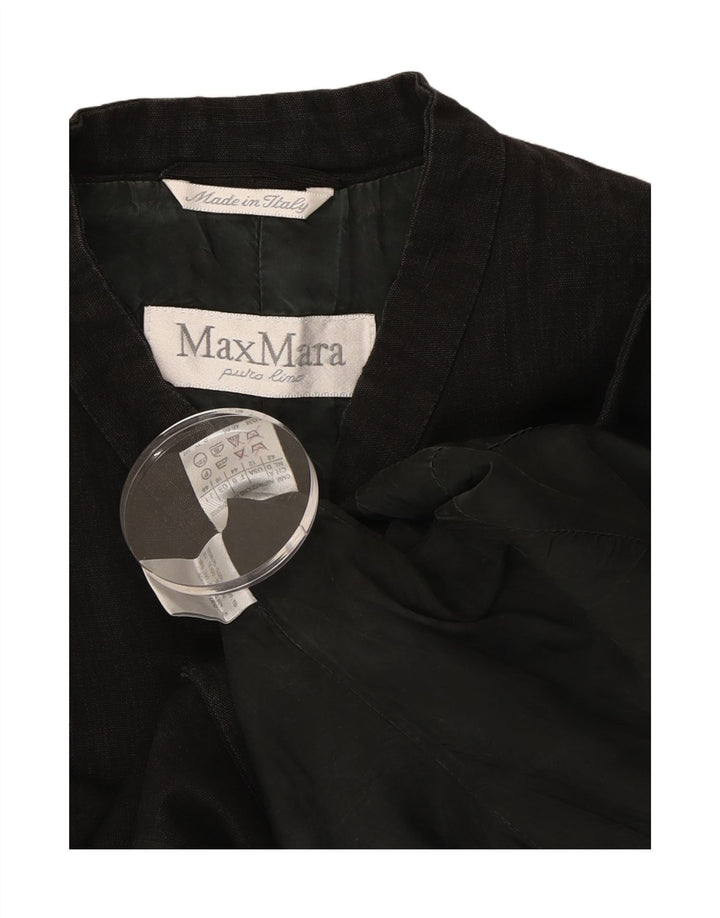 MAX MARA Womens 5 Button Blazer Jacket UK 16 Large Black Linen