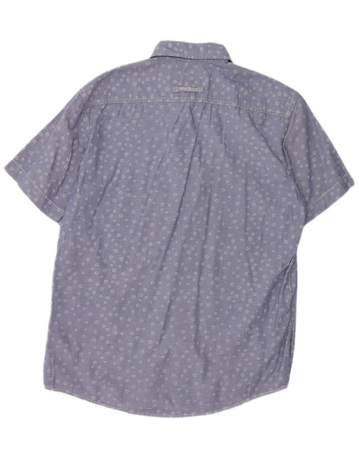 Camel Active Herren-Kurzarmhemd aus mittelblauer Baumwolle mit Blumenmuster