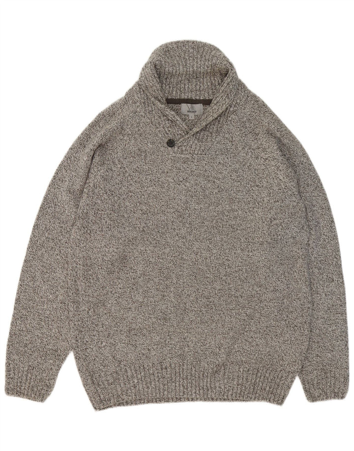 Marks & Spencer Herren-Pullover mit Schalkragen, groß, grau meliert