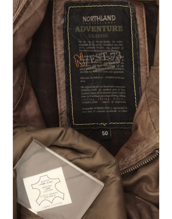 North Land Herren-Lederjacke IT 50, großes braunes Leder