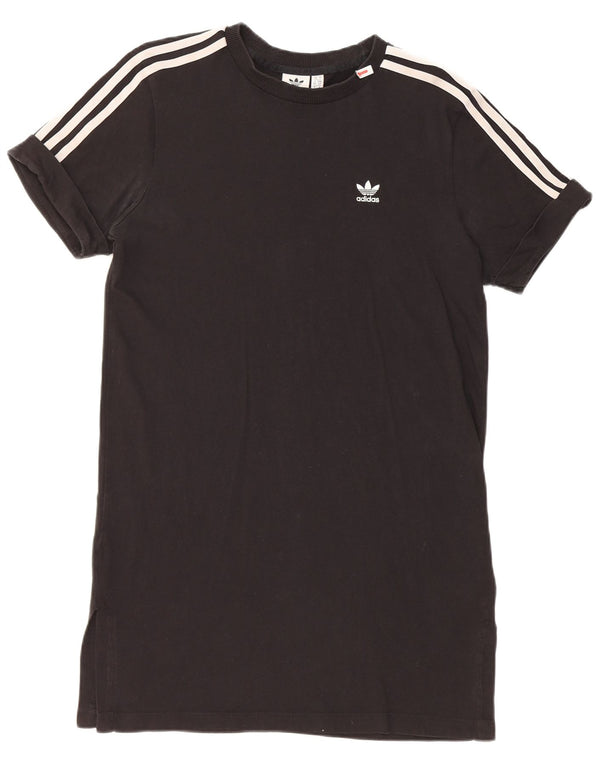 Adidas Damen Übergroßes T-Shirt-Kleid UK 10 Small Schwarz Baumwolle