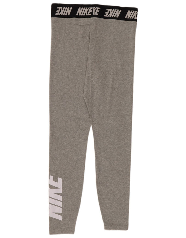 Nike Womens Graphic Leggings UK 12 Medium Grey Colourblock Cotton