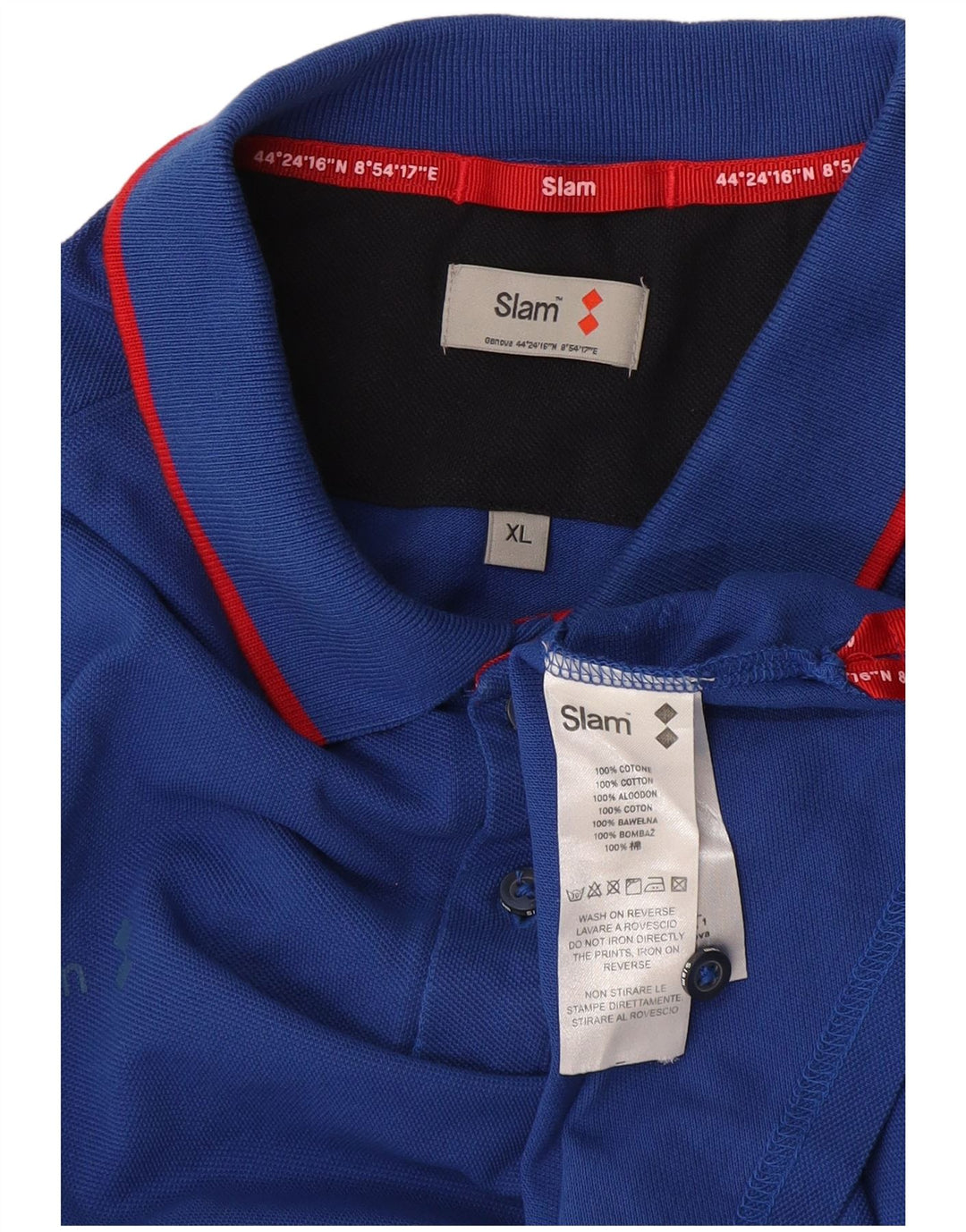 Slam Herren-Poloshirt mit Grafik, XL, Blau, Baumwolle