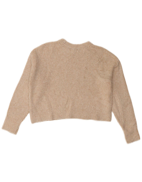 Topshop Damen-Pullover, bauchfrei, übergroß, Rundhalsausschnitt, Gr. 6, XS, Beige