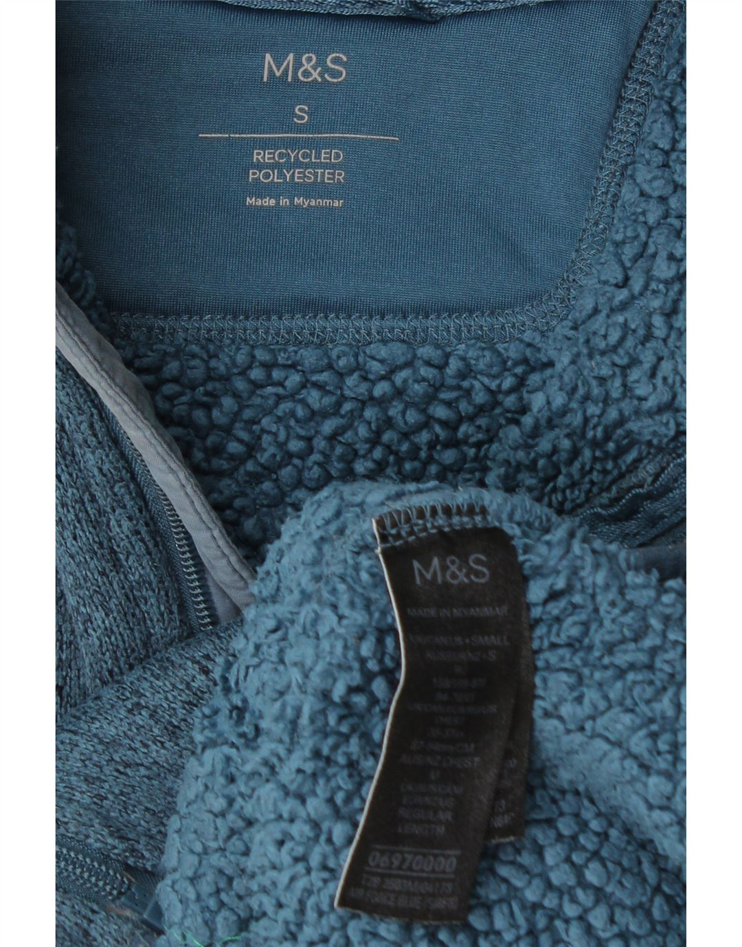 Marks & Spencer Herren-Trainingsanzug-Oberteil, Jacke, klein, blau geflecktes Polyester