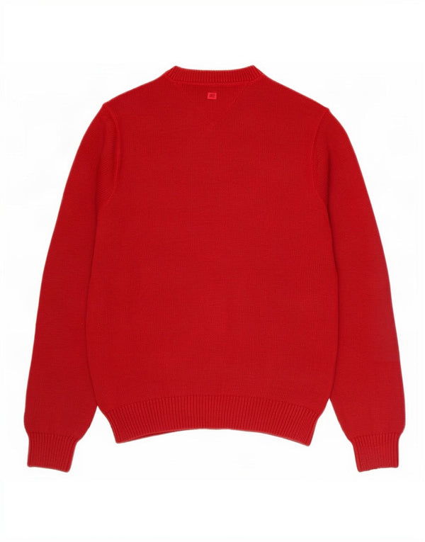 Tommy Hilfiger Herren-Pullover mit Rundhalsausschnitt, XS, rote Baumwolle