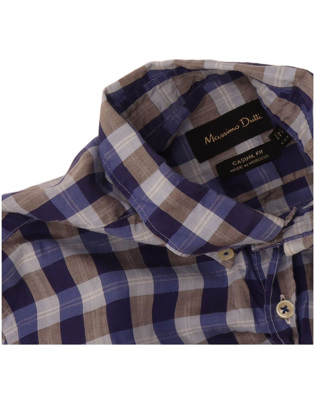 Massimo Dutti Herren-Hemd mit lässiger Passform, mittelblau, kariert