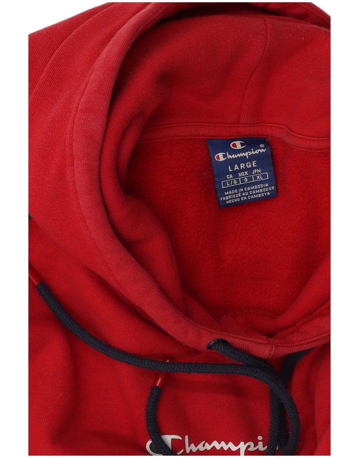 CHAMPION Herren-Kapuzenpullover mit Grafik, groß, rot, Farbblock