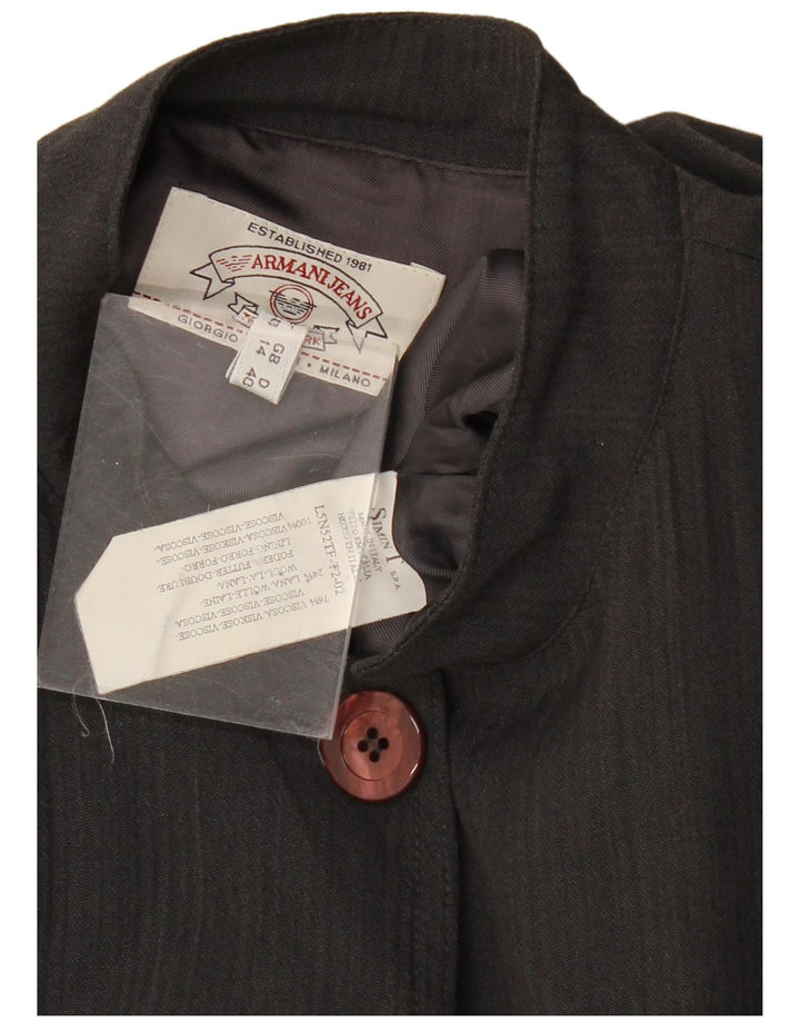 ARMANI JEANS Damen 5-Knopf-Blazerjacke UK 14 Große schwarze Viskose