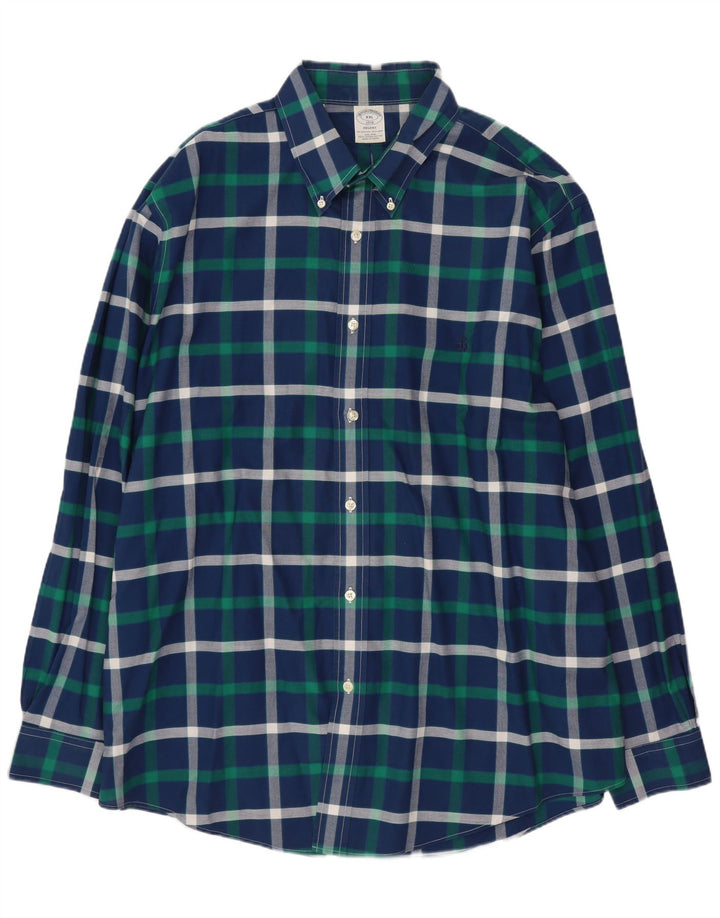 Brooks Brothers Herren Regent Hemd 2XL blau kariert Baumwolle