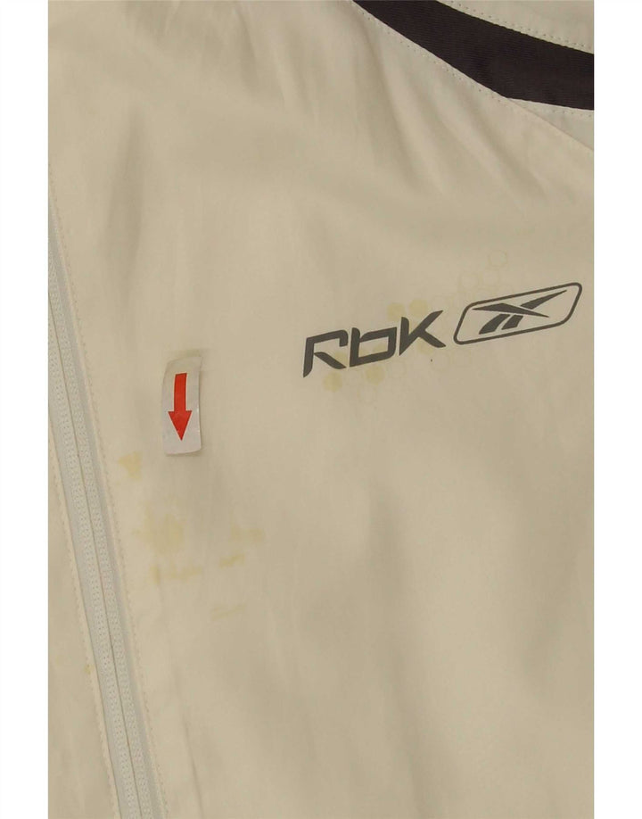 Reebok Herren-Trainingsanzugoberteil, Jacke, Größe S, Weiß, Farbblock-Polyester