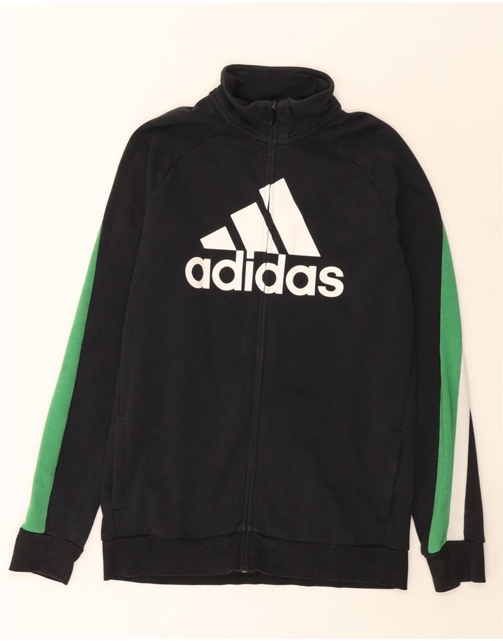 ADIDAS Jungen-Trainingsanzug mit grafischem Oberteil, 15–16 Jahre, schwarzes Farbblockdesign