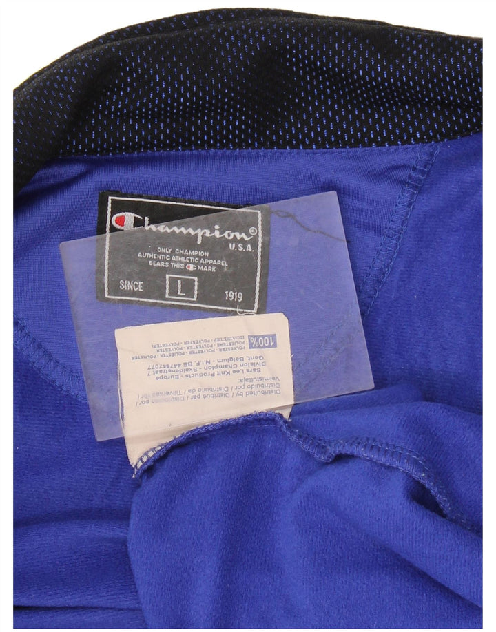 CHAMPION Mens Tracksuit Top Jacket Large Blue Colourblock Polyester
