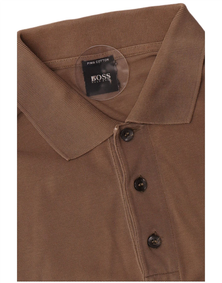 Hugo Boss Herren-Poloshirt, kleine braune Baumwolle