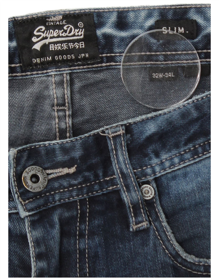 Superdry Herren Corporal Slim Jeans W32 L32 Blaue Baumwolle