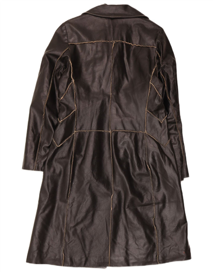 Conbipel Damen Trench Ledermantel IT 42 Medium Schwarz