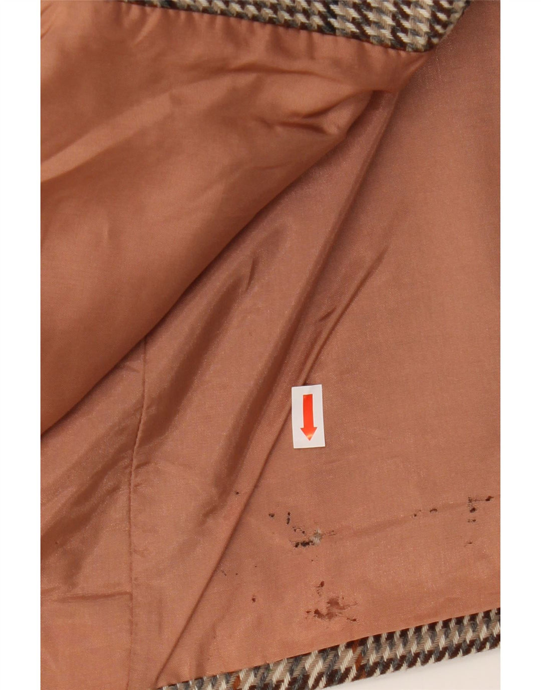 Vintage Damen 1 Knopf Blazer Jacke UK 20 2XL Braun karierte Wolle