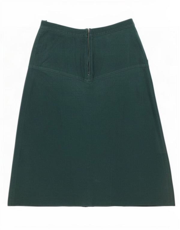 Vintage Damen High Waist Wildleder A-Linie Rock IT 48 XL W28 Grünes Leder