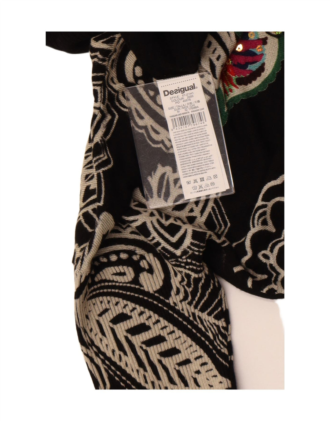 Desigual Damen-Pullover mit 3/4-Ärmeln und Rollkragen, Gr. 14, mittelschwarz