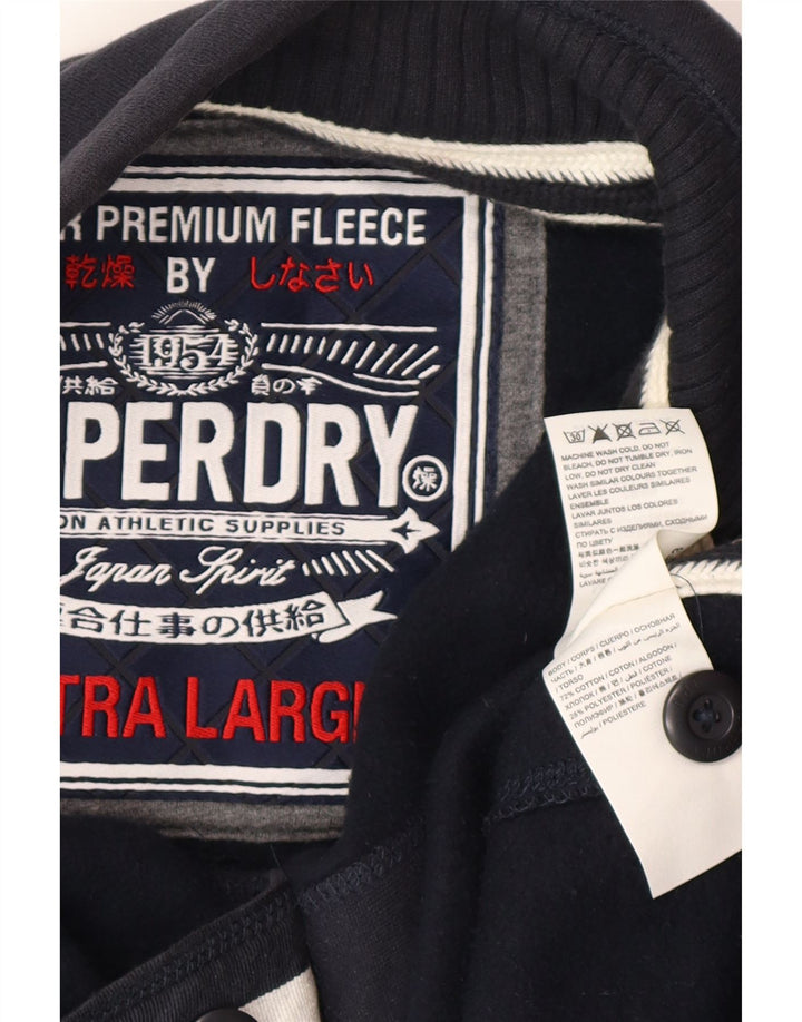 Superdry Herren-Sweatshirt mit grafischem Knopfkragen, XL, Marineblau, Baumwolle