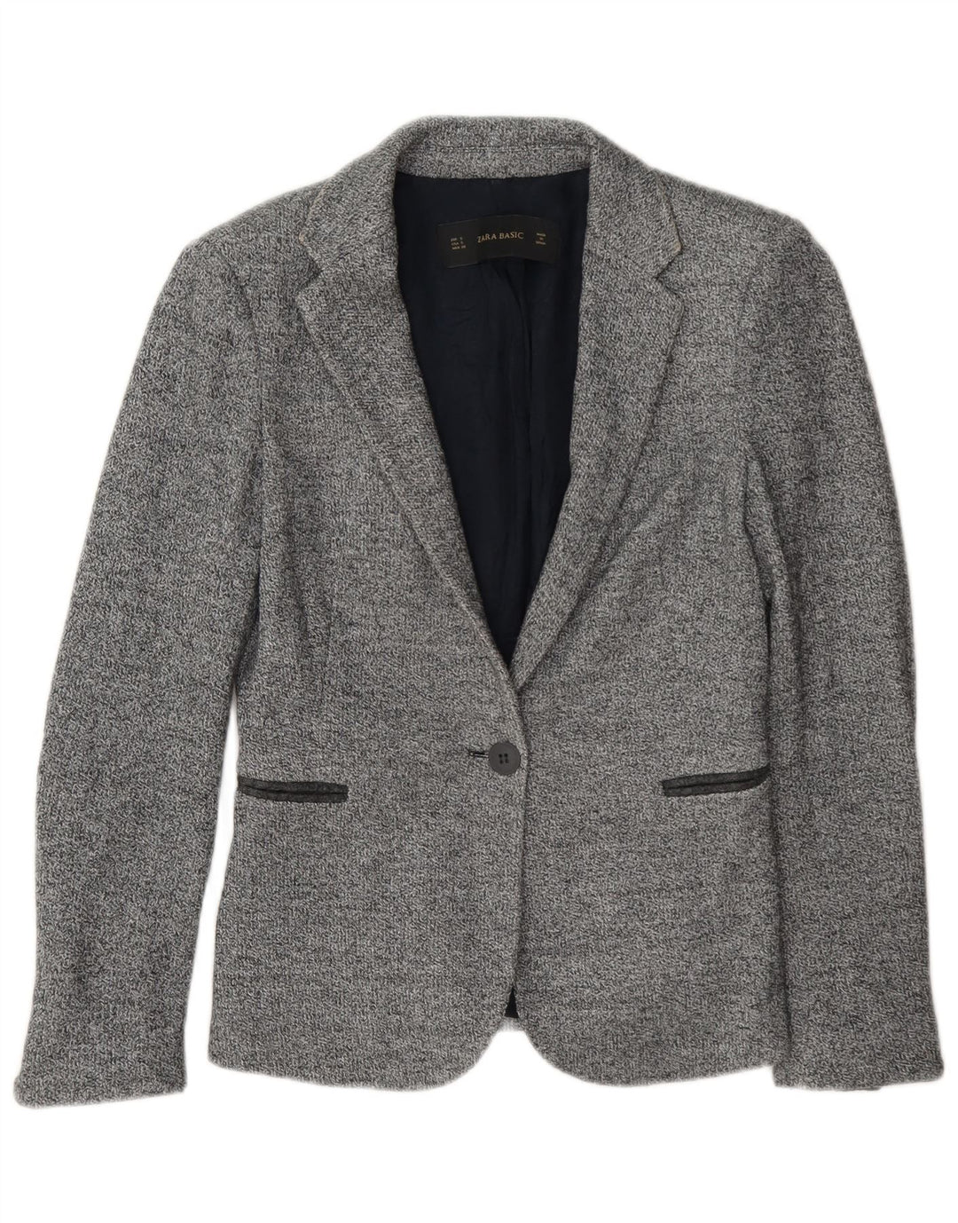 Zara Damen 1-Knopf-Blazerjacke UK 10 Small Grau meliert