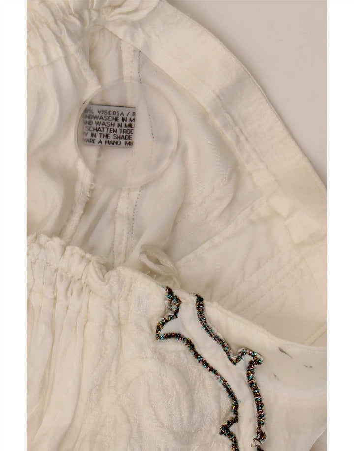 Vintage Damen ausgestellter Rock W27 Kleine weiße Viskose mit Blumenmuster