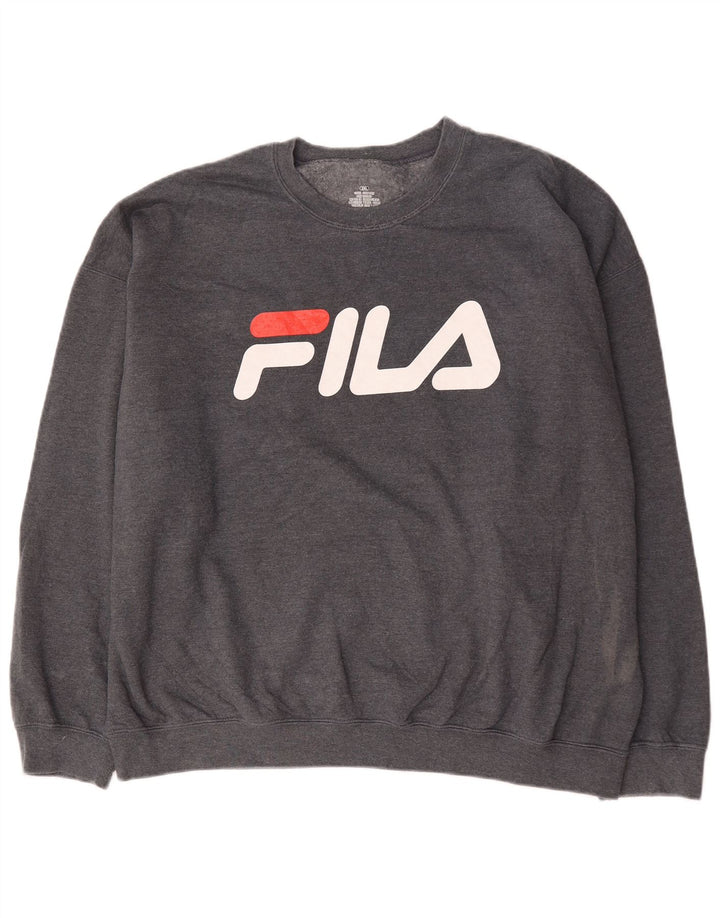 Fila Herren Grafik Sweatshirt Pullover 2XL Grau Baumwolle