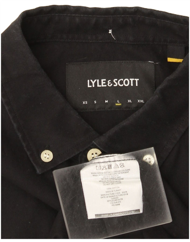 Lyle & Scott Herren-Hemd, groß, aus schwarzer Baumwolle