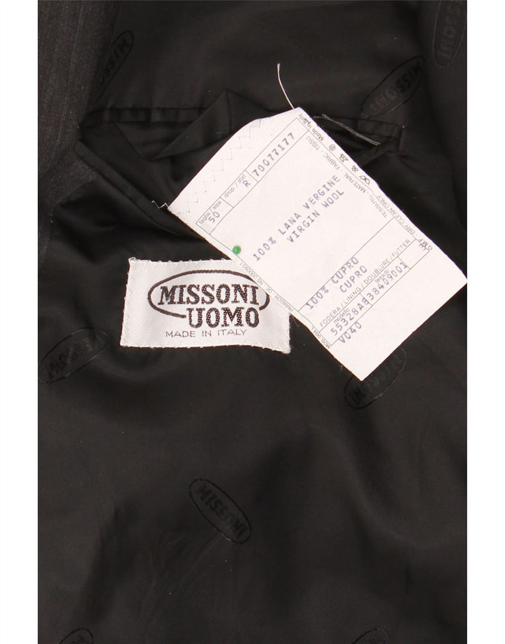 MISSONI Herren Uomo Zweireihiger Blazer Jacke IT 50 Große graue Nadelstreifen