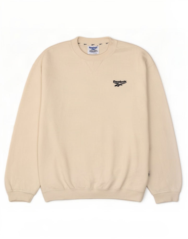 Reebok Herren Sweatshirt Pullover Small Weiß Baumwolle