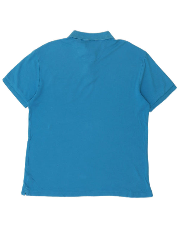 CHAPS Herren-Poloshirt mit individueller Passform, mittelblaue Baumwolle