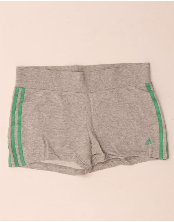 Adidas Damen Graphic Sport Shorts UK 14 Mittelgrau gefleckte Baumwolle