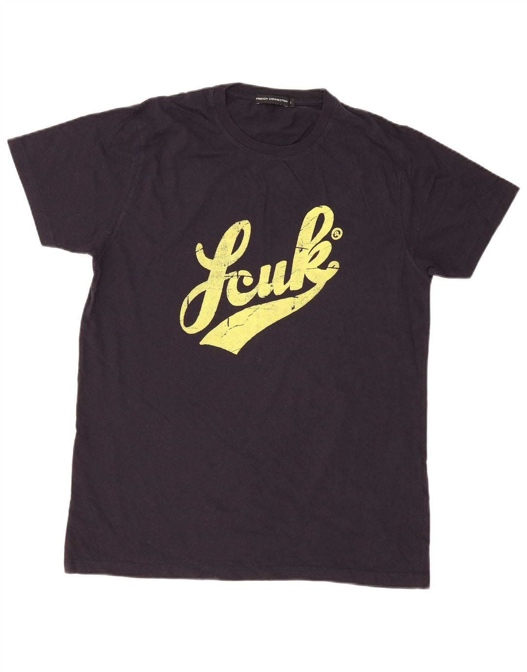 French Connection Herren-T-Shirt mit Grafik, Größe L, aus schwarzer Baumwolle