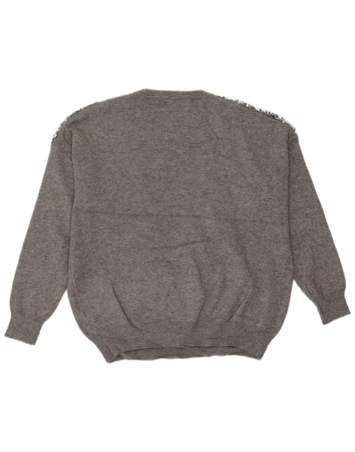 COAST Damen-Pullover mit Rundhalsausschnitt, Gr. 40, Größe L, graue Viskose