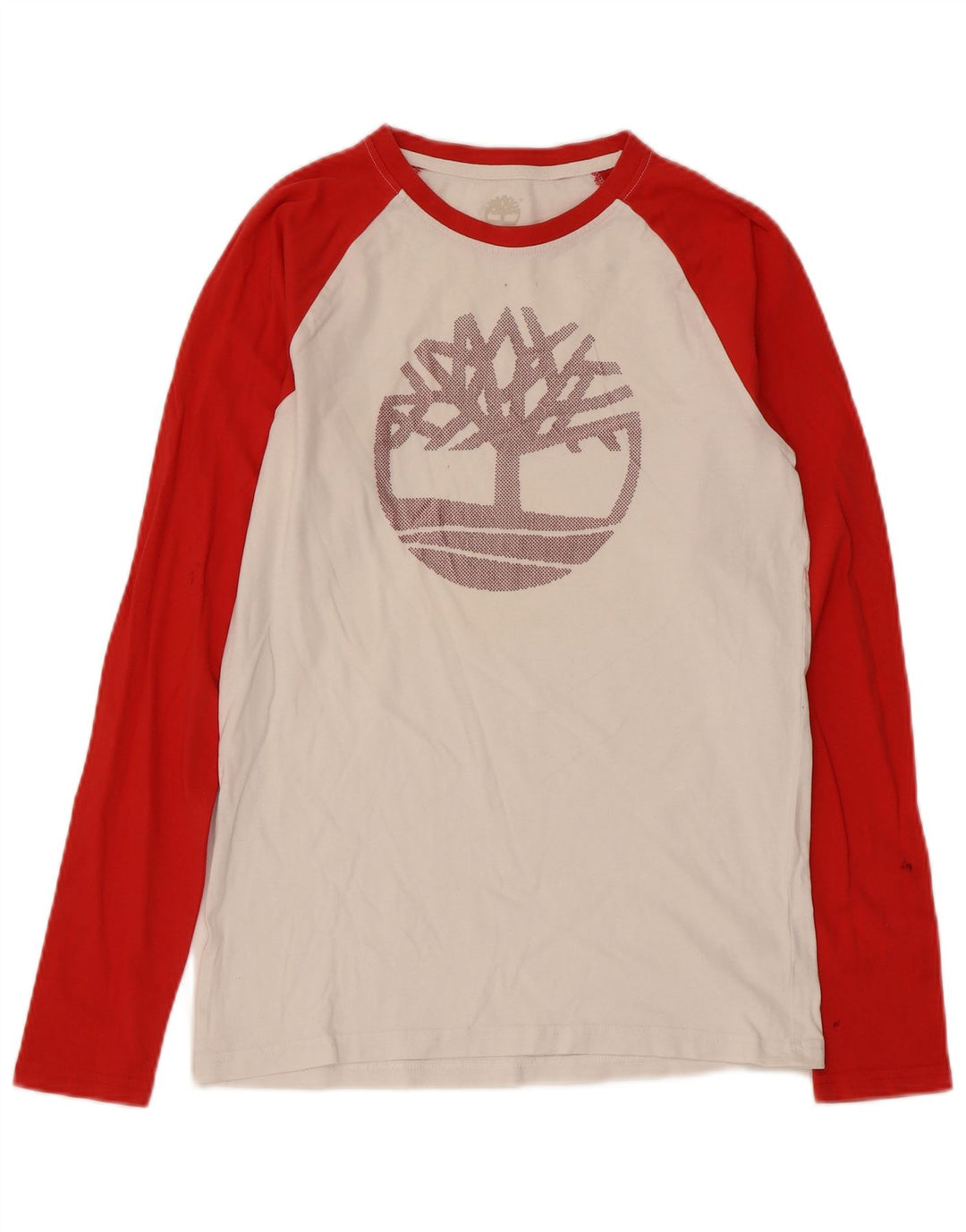 Timberland Damen Graphic Top Langarm UK 10 Small Weiß Farbblock