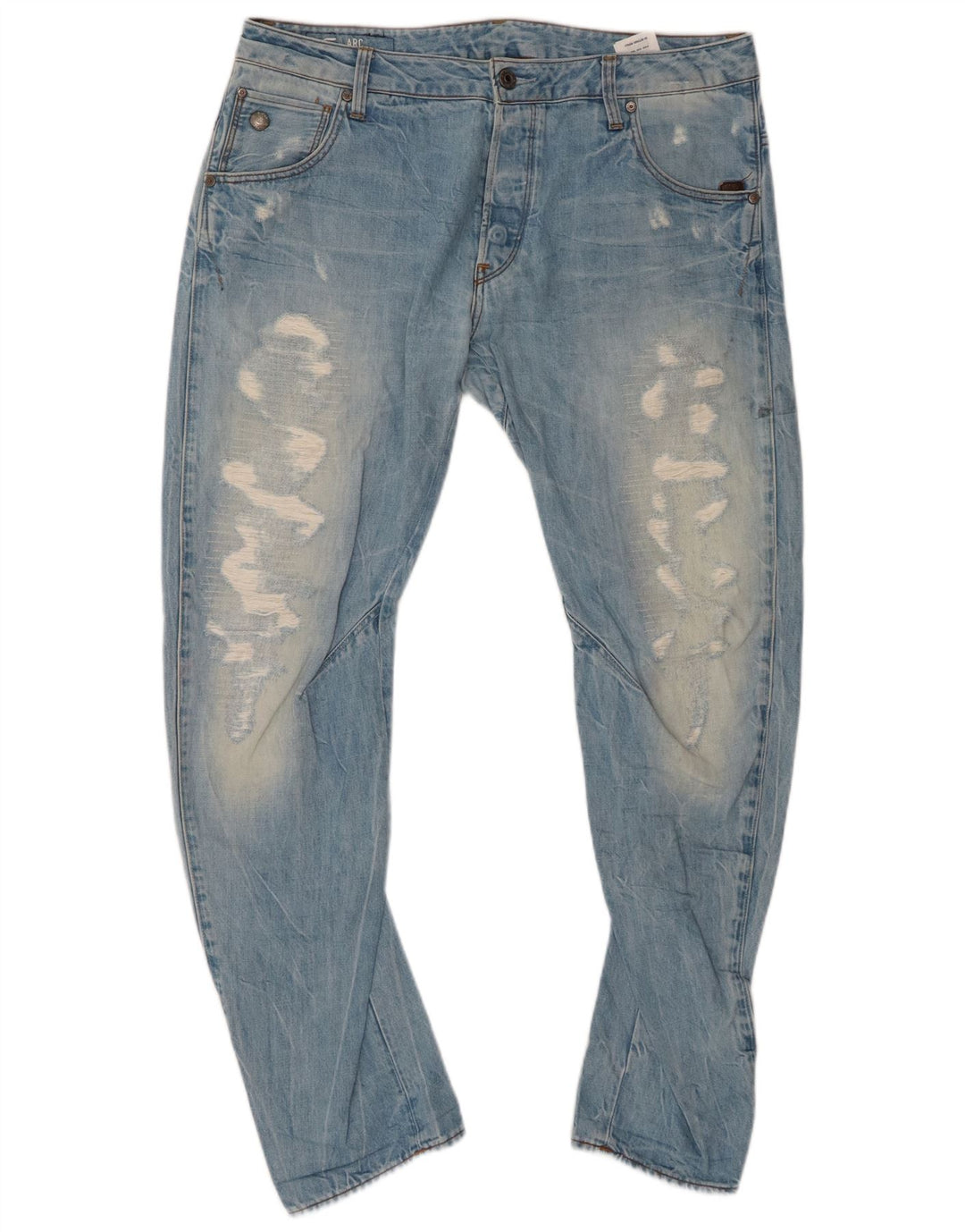 G-STAR Herren 3D Arc Distressed Banana Slim Jeans W34 L30 Blaue Baumwolle