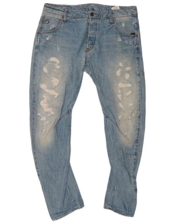 G-STAR Herren 3D Arc Distressed Banana Slim Jeans W34 L30 Blaue Baumwolle