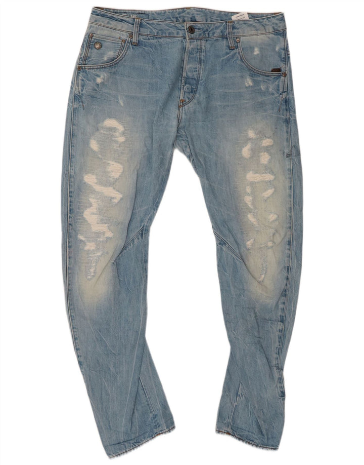 G-STAR Herren 3D Arc Distressed Banana Slim Jeans W34 L30 Blaue Baumwolle