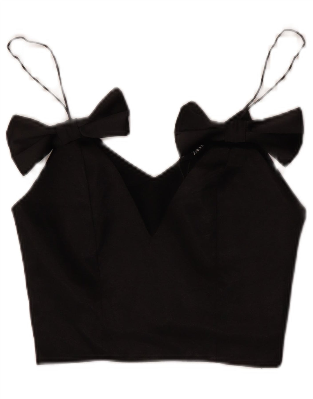 Zara Damen Crop Cami Top UK 4 XS Schwarz Polyester