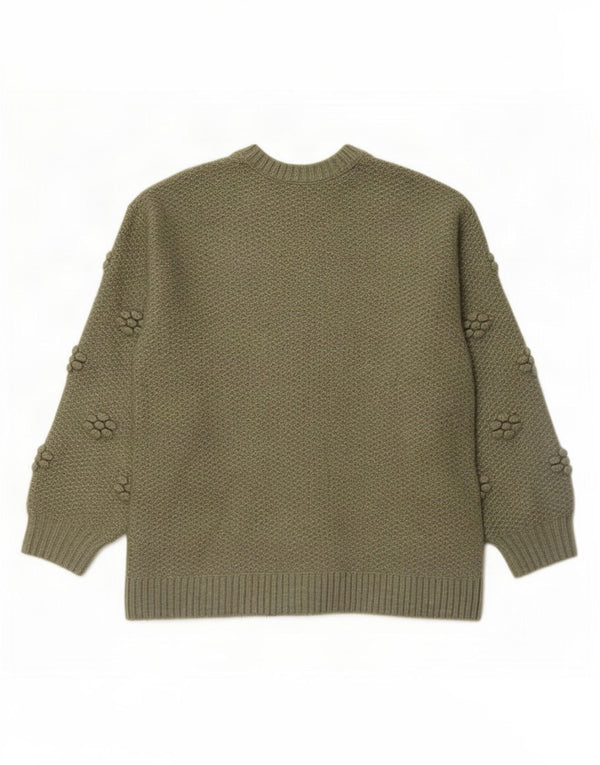Marks & Spencer Damen-Pullover mit Rundhalsausschnitt, Gr. 10, Größe S, Khaki, Blumenmuster