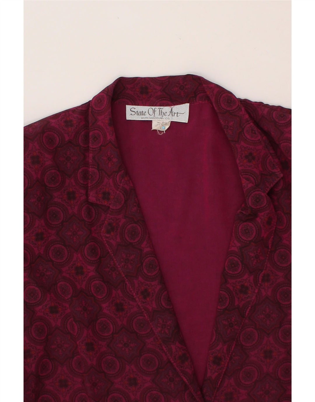 STATE OF ART Womens Oversized 1 Button Blazer Jacket UK 16 Large Burgundy Vintage State of Art and Second-Hand State of Art from Messina Hembry 