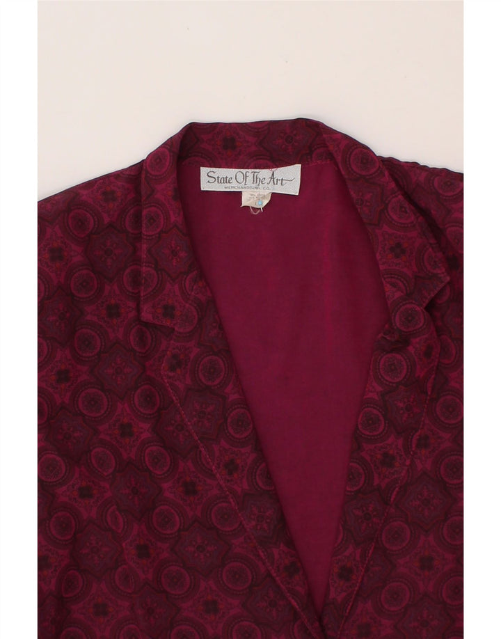 STATE OF ART Womens Oversized 1 Button Blazer Jacket UK 16 Large Burgundy Vintage State of Art and Second-Hand State of Art from Messina Hembry 